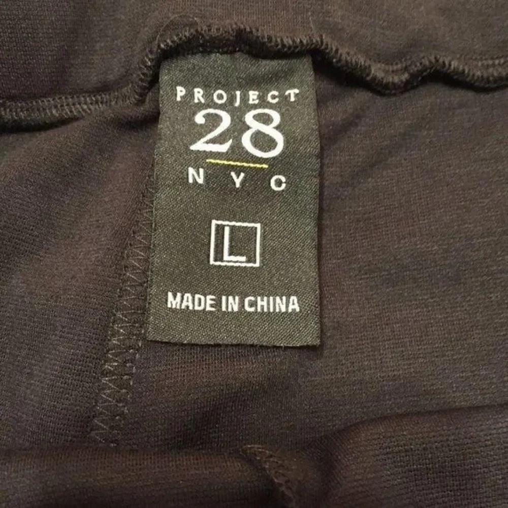 Project 28 NYC Black Chevron Varsity Full Length High Rise Leggings Large New